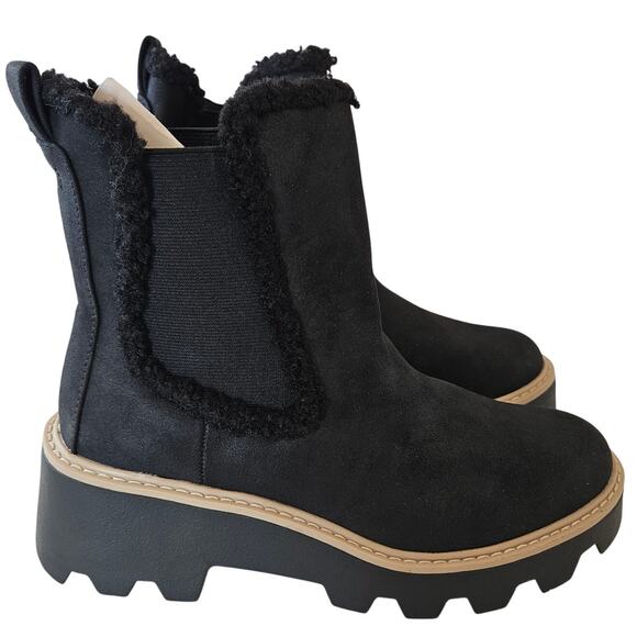 DV by Dolce Vita Vinny Bootie Black Women's 9.5 Cozy Lug Platform Fall Winter - Picture 1 of 10